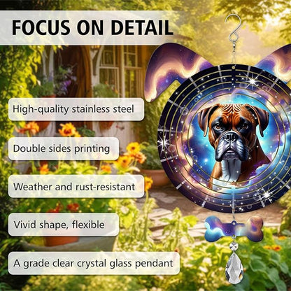 Boxer Dog Ears Wind Spinner, Boxer Wind Spinner Hanging for Yard and Garden
