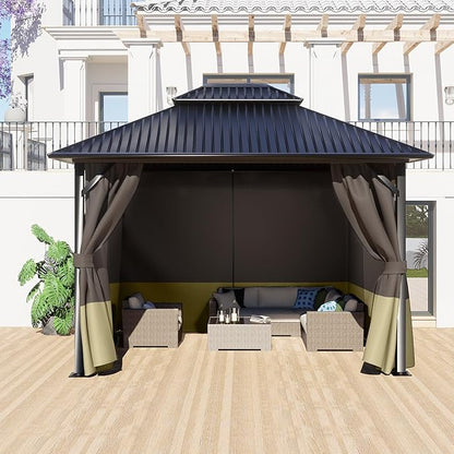 BPS 12' x 12' Gazebo Curtain Privacy 4-Panel Sidewall Outdoor Replacement Shade (Only Curtain)