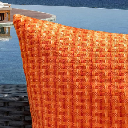 Kevin Textile Fall Outdoor Waterproof Throw Pillow Covers Pack of 2 Farmhouse Decorative Cushion Covers for Garden Patio Tent Balcony Bench Couch Sofa 20x20 Inch, Orange