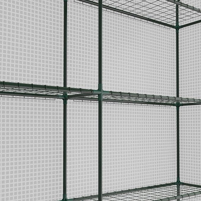 Outsunny 8' x 6' x 7' Walk-in Greenhouse, PE Cover, 4-Tier Shelves, Steel Frame Hot House, Roll-Up Zipper Door for Flowers, Vegetables, Saplings, Tropical Plants, White