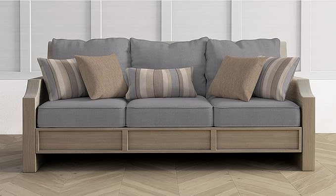 Honeycomb Outdoor Lumbar Pillow 2-Pack, 22 x 12, Solarvie Taupe Throw Pillows for Patio Furniture