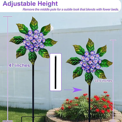 Glow-in-Dark Metal Wind Spinner for Yard and Garden, Outdoor Luminous Wind Spinners Yard Art Garden Decor (13.4" W x 47" H) Purple
