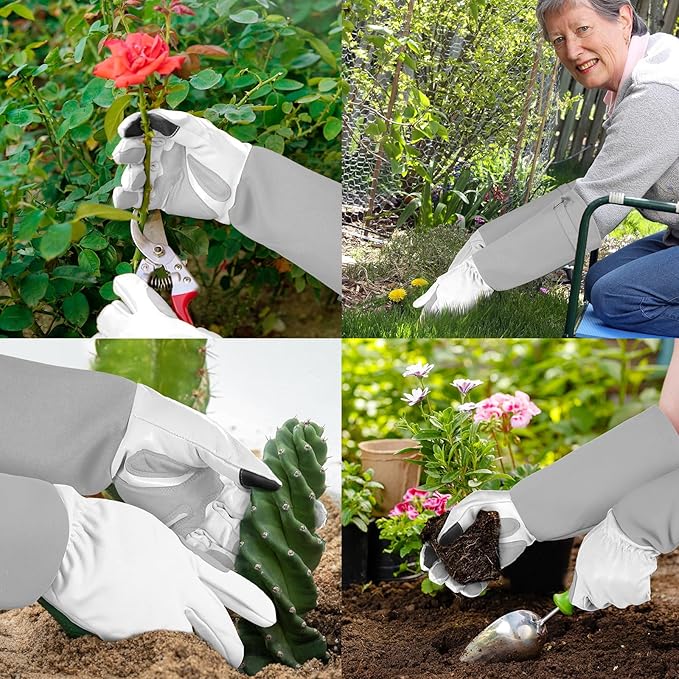 Long-Gardening-Gloves for Women/Men - Thorn Proof Rose Pruning Gloves Heavy Duty Gauntlet-S