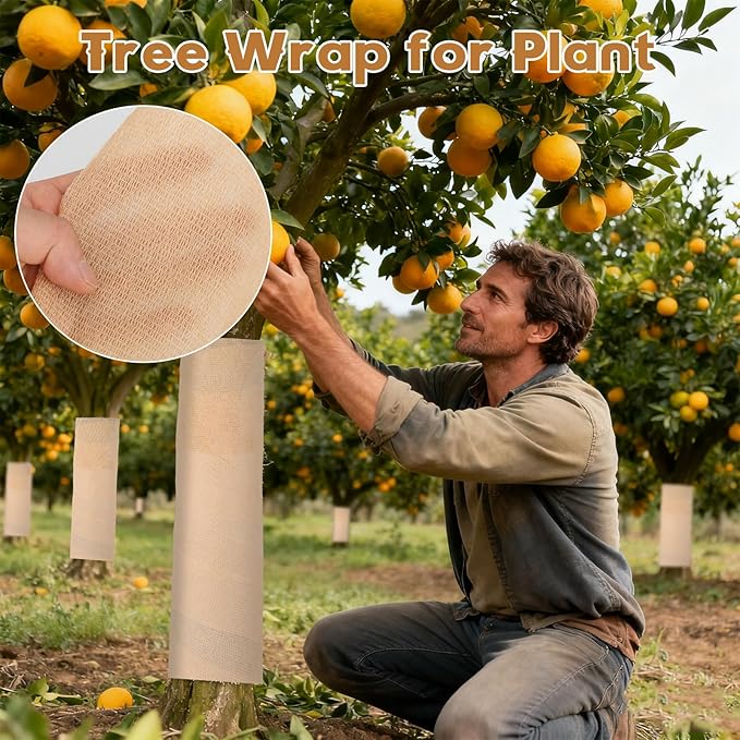 2 Rolls Burlap Tree Wrap - 6" X 157" Gardening Burlap Roll Winter Outdoor Trunks and Shrubs Protection Wraps Protection Tree Covers for Freeze, Frost & Wind Protection