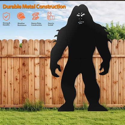 7.4Ft Tall Bigfoot Metal Outdoor Decor Big Foot Sasquatch Gifts for Men/Women/Dad Unique Bigfoot Silhouette Statues Perfect for Patio and Lawn Decor, Garden Decor, Yard Art, Yard Display