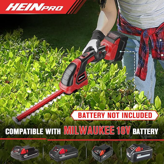 Cordless Hedge Trimmer Compatible with Milwaukee M18 Battery (Battery not Included), Electric Hedge Trimmer Cordless Grass Trimmers, Bush Trimmers Grass Shears Handheld for Yard,Garden