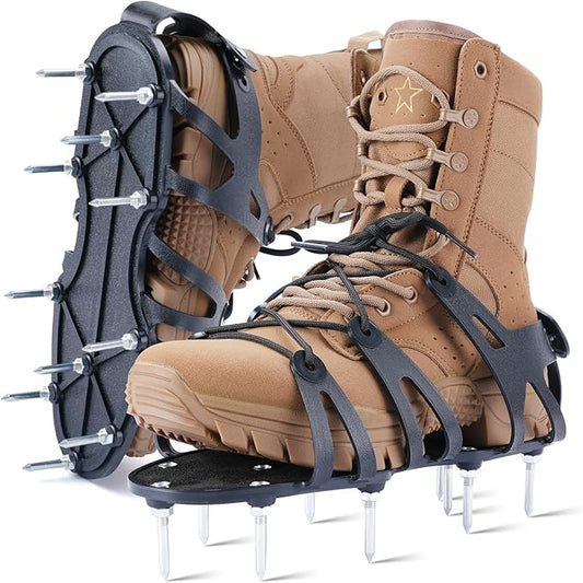 Professional Lawn Aerator Shoes – Adjustable Spike Shoes with Wrap Lacing, Heavy-Duty Spiked Aerating Sandals | One-Size-Fits-All for Yard, Patio, Lawn & Garden