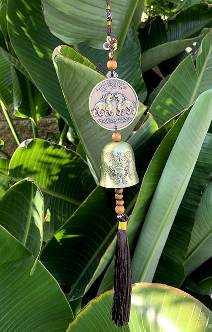 Traditional Lucky Feng Shui Wind Chime Bell Hanging Ornament Decoration for Protection Success Peace and Wealth (Pi Yao)