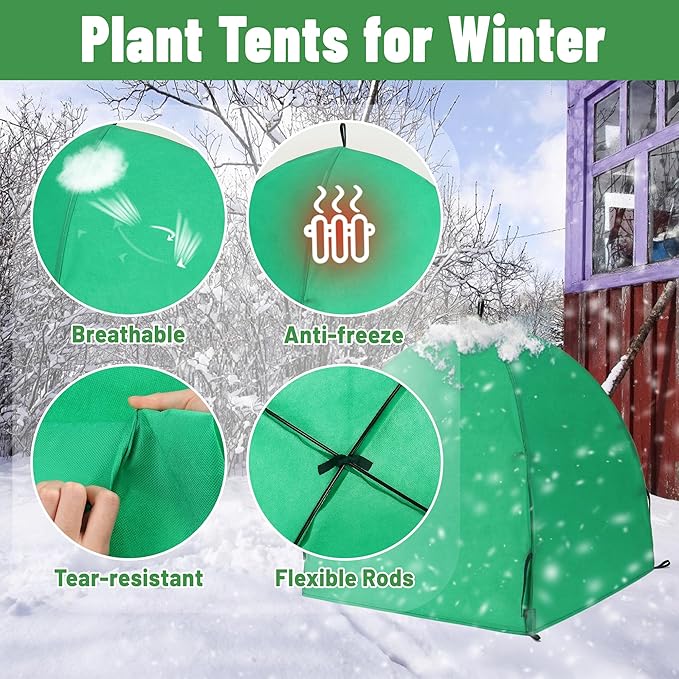 2 Pack Winter Plant Covers Freeze Protection, Shrub Covers Warm Plant Tents for Winter, Frost Protection for Outdoor Plants from Freezing Animals Eating (22" x 22" x 22")