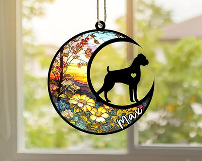 Personalized Dog Memorial, Custom Name Boxer Dog Christmas Ornament with Name, Custom Breeds, Pet Loss Light Catcher, Gifts for Lovers Loss of Pet Sympathy on Mothers Day Christmas
