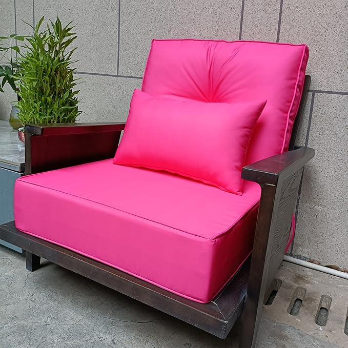 ADLIVWYD Lumbar Pillows for Indoor Outdoor uses,Waterproof Removable Cover with Zipper Outdoor Pillows Set of 2 for Patio Furniture,12×20 Inch (Pink)