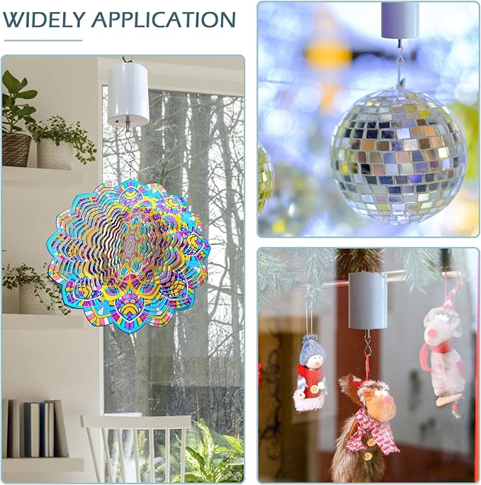 Disco Ball Wind Spinner Mirror Ball Hanging Display Rotating Spinner, Garden Decor with Mini Remote Controller for Battery Operated Motor-20 RPM