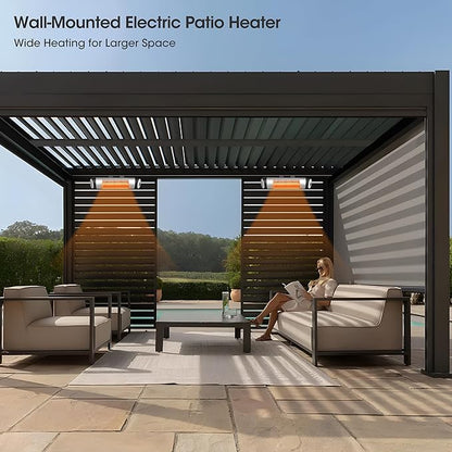 Outdoor Heater for Patio, 1500W Wall-Mounted Heater, Patio Heaters for Outdoor Use, 24H Timer, Waterproof, Carbon Fiber Tube, for Backyard Gazebo Garage Black