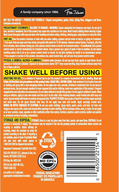 OFF! FamilyCare Insect & Mosquito Repellent Aerosol, Smooth and Dry Formula Bug Spray, Provides up to 6 Hours of Protection, 4 oz