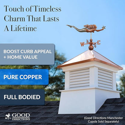 Mermaid with Starfish Weathervane - Pure Copper Hand Finished Multi-Color Patina by Good Directions