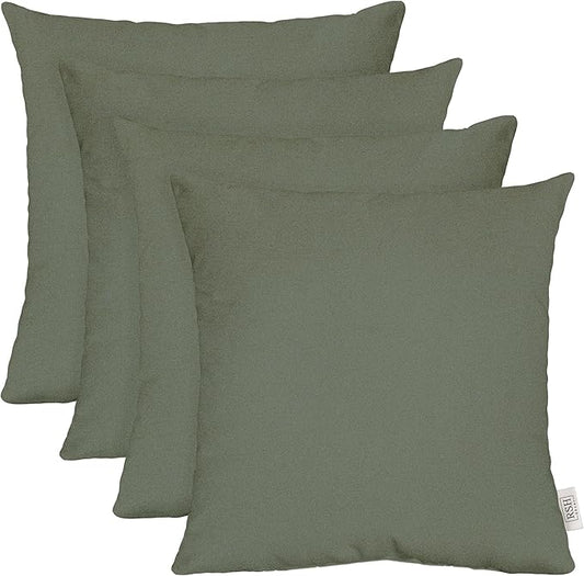 RSH DECOR: Sunbrella Square Throw Pillows Set of 4 | 20" x 20" | Water and Fade-Resistant Performance Fabric | Outdoor Pillow Covers with Down-Alternative Inserts | Made in USA (Cast Sage Green)