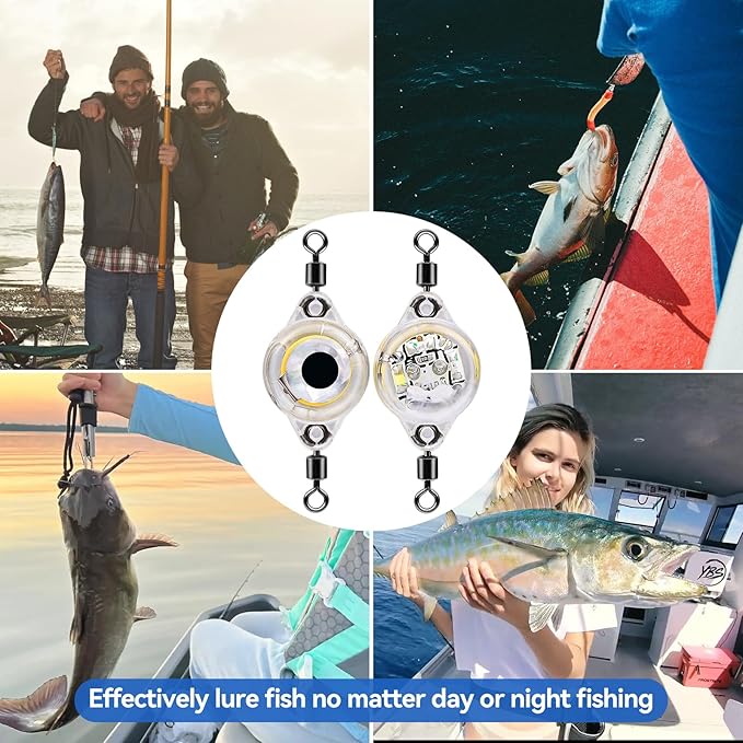LED Underwater Fishing Lures，LED Lighted Bait Flasher，Deep Drop Fishing Lures，Fish Eye Attractive Light Bait Lure Lamp 5PCS