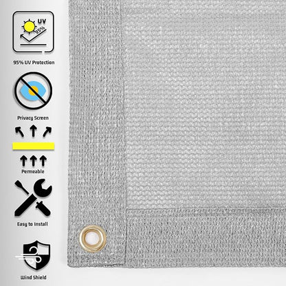 SUNNY GUARD Shade Cloth Custom Size 8x18 FT Sun Shade Screen Fabric Shade Cover Tarp with Grommets for Pergola Backyard Garden, Light Grey(We Customized)