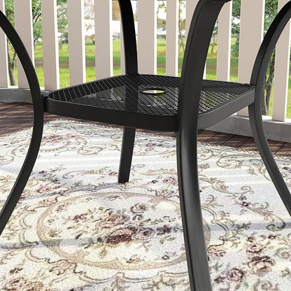 VICLLAX 5 Pieces Patio Dining Set - 41.2" Round Outdoor Table and Swivel Padded Chairs, Grey Tabletop and Grey Fabric