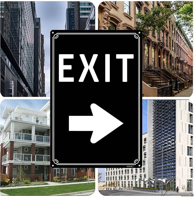 12x16" Exit Sign With Left Arrow - High-Intensity Aluminum Parking Lot Sign, Weatherproof & Fade-Resistant, Ideal for Outdoor & Indoor Use - Curbside Sign