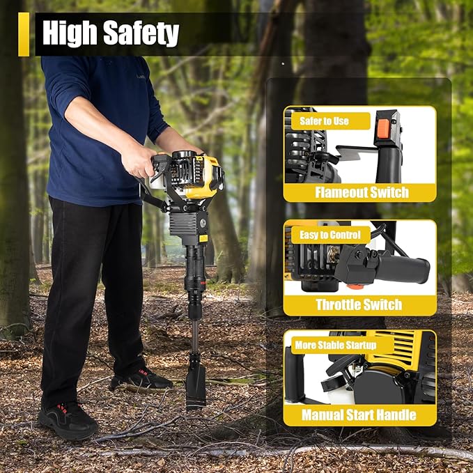 Portable Excavator Shovel 52cc 2 Stroke Planting Shovel Garden Tree Digger Machine Handheld Digger Digging Machine, Post Hole Digger Ditch Digger for Garden Farm and Home