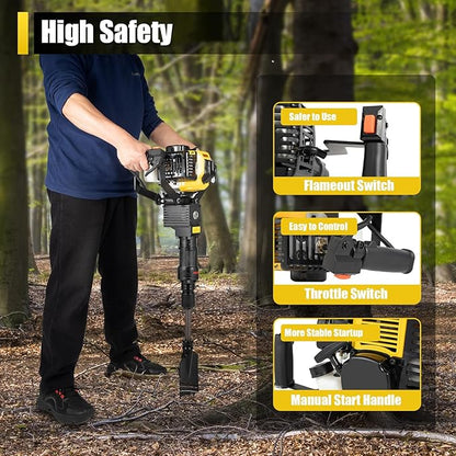 Portable Excavator Shovel 52cc 2 Stroke Planting Shovel Garden Tree Digger Machine Handheld Digger Digging Machine, Post Hole Digger Ditch Digger for Garden Farm and Home