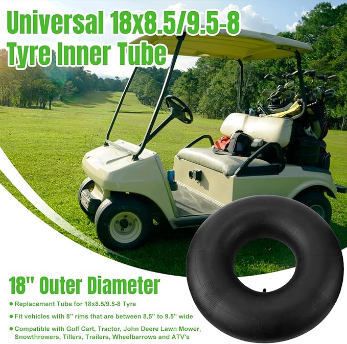 18x8.50-8 18x9.50-8 Inner Tubes, 2 Pack Heavy Duty Replacement Tire Inner Tubes with Straight Valve Stem for Lawn Mowers, Wheelbarrows, ATVs, Go Karts, Tractors, Snow Blowers, Golf Carts, Trailers