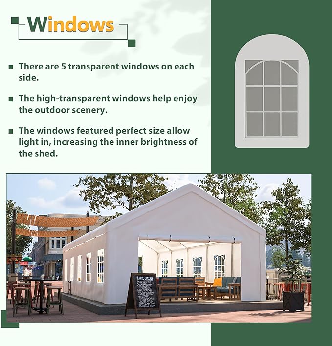 16x32 FT Heavy Duty Party Tent, White Outdoor Canopy with Removable Sidewalls & 3 Storage Bags, Waterproof Gazebo for Wedding, Camping, BBQ, and Commercial Events