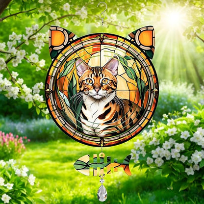 Bengal Cat Wind Spinner, Bengal Cat Wind Spinner Hanging for Yard and Garden