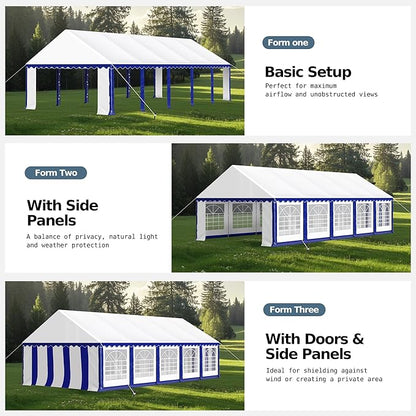 MFSTUDIO 16'x32' Party Tent, Outdoor Heavy Duty Party Tents with Removable Sidewalls, Large Canopy Tent Shelter for Outdoor Events Wedding Birthday, Blue