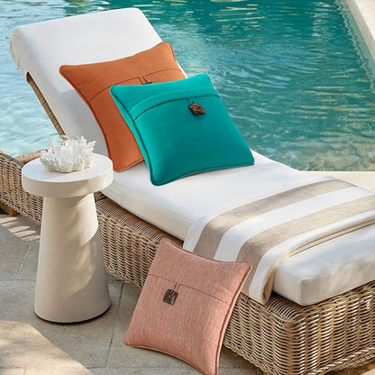 Outdoor Decorative Pillows with Coconut Button Pack of 4, 18" x 18" Outdoor Pillow Set for Couch Bed Throw Patio Sofa, Light Lotus Red