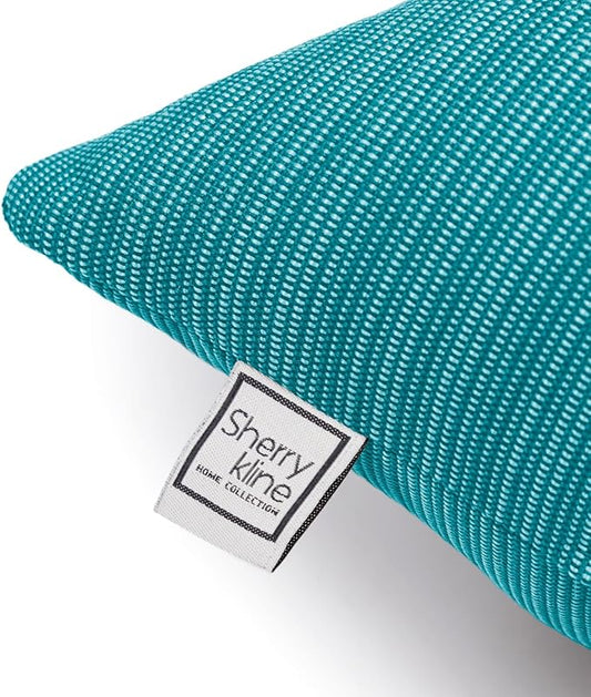Sherry Kline Island Breeze Indoor/Outdoor Square Filled Pillow, 18"x 18", Peacock 2 Count