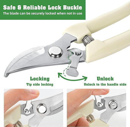 4 Pack Garden Shears, Stainless Steel Shears Gardening Tools, Scissors, Garden Clippers, Pruning Shears (White)