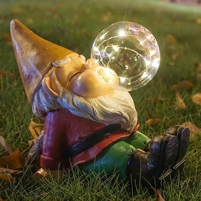 Garden Gnomes Statues Decor Outdoor Large Gnomes Garden Decorations Funny with Solar Light for Yard Lawn