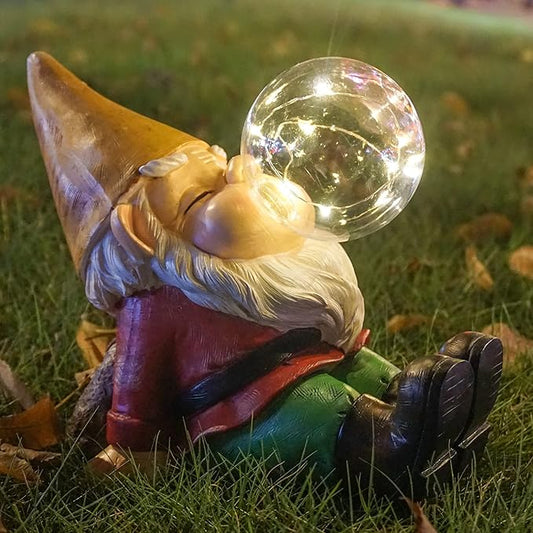 Garden Gnomes Statues Decor Outdoor Large Gnomes Garden Decorations Funny with Solar Light for Yard Lawn