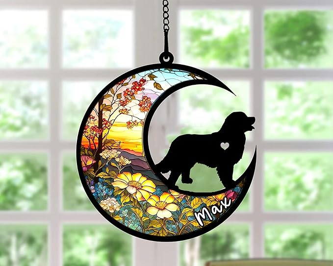 Personalized Dog Memorial, Custom Name Bernese Mountain Dog Christmas Ornament with Name, Custom Breeds, Pet Loss Light Catcher, Gifts for Lovers Loss of Pet Sympathy on Mothers Day Christmas