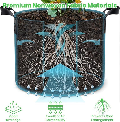20-Pack 5 Gallon Plant Grow Bags: 280G Thickened Nonwoven Potato Grow Bags with Handles, Black Fabric Pots Felt Garden Bags, Gardening Supplies for Growing Vegetable Fruit Tomato Flowers Herbs