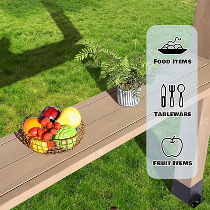 8x6 FT Wood Grill Gazebos, BBQ Wooden Gazebo with Hardtop Sloping Steel Roof, Wood Outdoor Pavilion with 2 Side Storage Shelves,Cedar Frame Patio Gazebo for Barbecue, Garden, Deck (Grey)