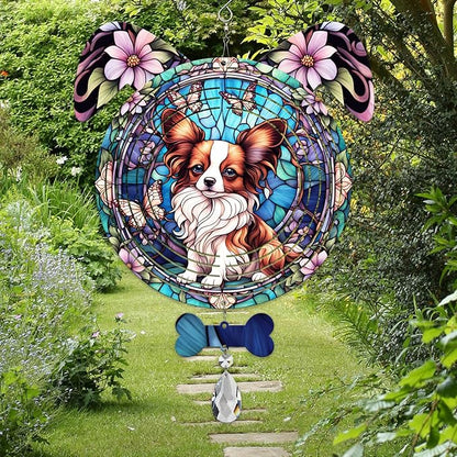 Papillon Dog Ears Wind Spinner, Papillon Wind Spinner Hanging for Yard and Garden V02