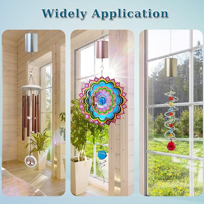 FONMY Wind Spinner Motor with Remote Battery Operated 20RPM Hanging Display Rotating Motor for Disco Ball Baby Crib Wind Chime Mobile Yard Decor Ornaments Outdoor Sculptures-Silver Color-Medium Speed