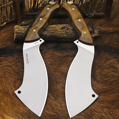 BA-KOR USA (Savior III) 8mmDC53 steel 35CM (14 ") full Tang fixed knife with leather sheath and (5.9 ") ceria ignition head, suitable for outdoor hunting, camping, clearing, adventure, fishing, EDC, BBQ (BA-K0d(8mm))