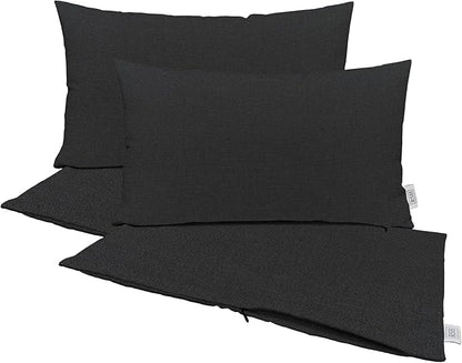 RSH DECOR: Sunbrella Pillow Covers Set of 4 | Covers Only - 20" x 12" | Outdoor Lumbar Pillow Covers Crafted with Sunbrella Performance Fabric | Canvas Black