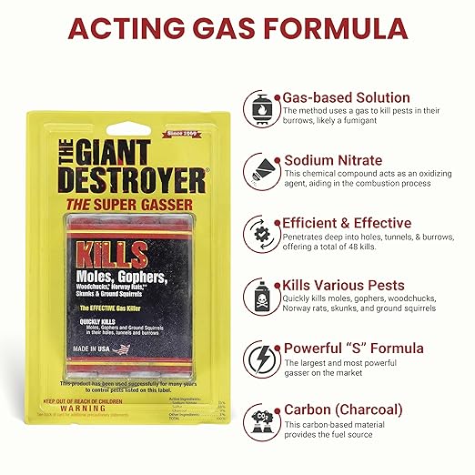 Giant Destroyer Smoke Bomb Gasser – Rodent & for Gophers, Moles, Groundhogs & Rats – 16 Pack (64 Tubes) + Jecudi Towel
