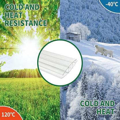 10 PCS Polycarbonate Greenhouse H-Clip Connectors 4ft Length, Fits 0.24’’ & 0.32’’ Twin-Wall Polycarbonate Panels Duty Dust, Rain & Moisture Protection Durable (H-Clip 4' × 2.16’’ × 0.32’’)