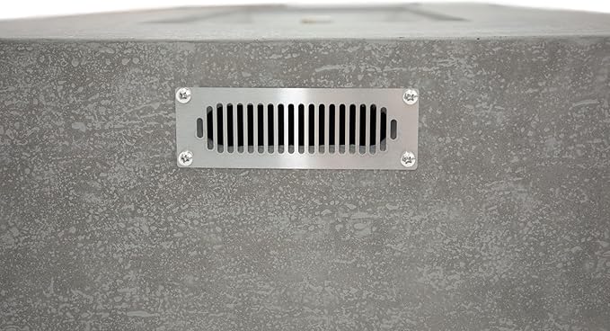 ELEMENTI Andes Propane Gas Fire Pit Table | Rectangular Concrete Fireplace with Concealed Propane Tank Storage Drawer | Electronic Ignition | Light Gray