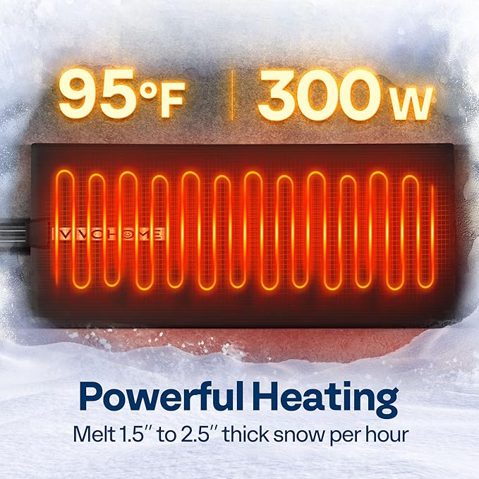 VIVOHOME 23" x 40" Snow Melting Mat with Grounding Wires, 0.35" Thickened SBR Rubber Heated Outdoor Mats, Heated Walkway Mats 1 Pack (Power Cord Not Included)