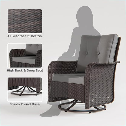 11 Pieces Outdoor Patio Furniture Set Outdoor Furniture Patio Sectional Sofa Conversation Sets w/ETL Approved 45" Gas Outdoor Fire Table & Coffee Table, Swivel Rocking Chair (Grey)