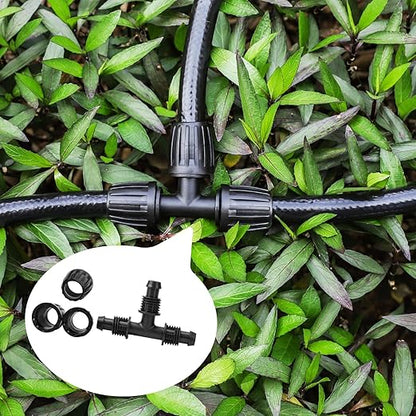 MIXC 1/2 Inch Drip Irrigation Tee Fittings, Drip Line Barbed Locked Tee Connectors, Anti-Leak 3 Way Irrigation Parts for 1/2 Inch Drip Irrigation Tubing System Connection 6 Pack
