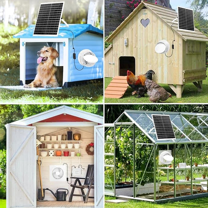 Auzev Solar Exhaust Fan with 12000mAH Battery, 22W Solar Powered Fan for Greenhouse Circulation, Chicken Coop, Shed, barn, Outside, Outdoor Waterproof with 14.7Ft Cable, 9.8"
