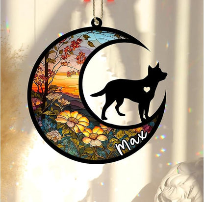 Personalized Dog Memorial, Custom Name Australian Cattle Heeler Dog Christmas Ornament, Custom Breeds, Pet Loss Light Catcher, Gifts for Lovers Loss of Pet Sympathy on Mothers Day Christmas